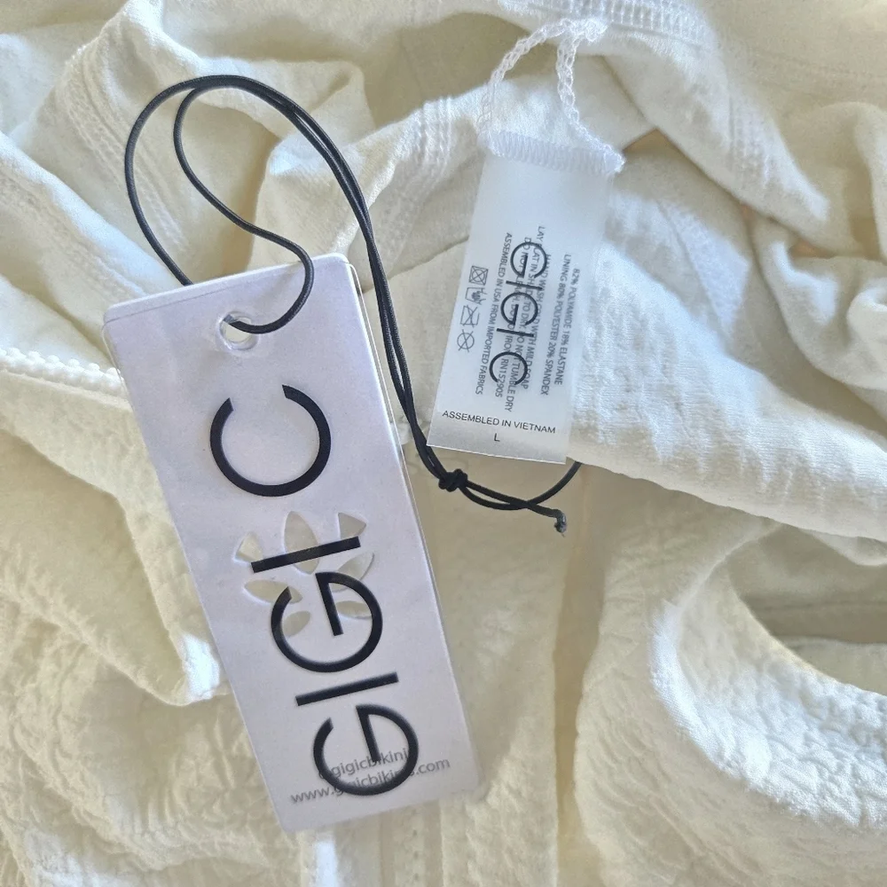 GIGI C Lilith Surf Zip Ivory One Piece Swimsuit Surf Suit NWT